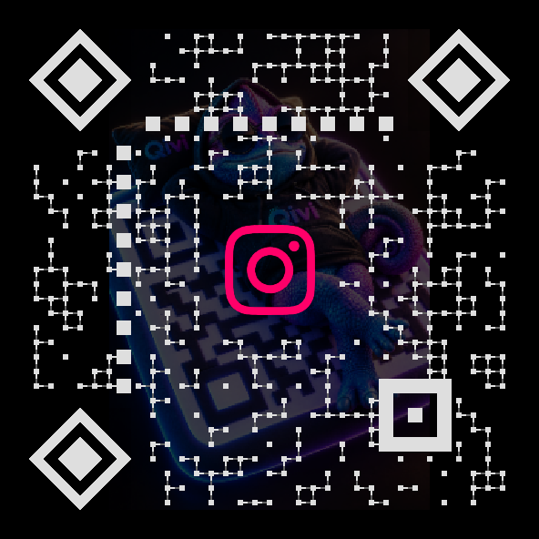 QR code with the Instagram icon on a dark background