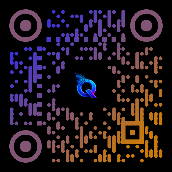 QR code with gradient colors and a logo in the center