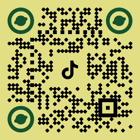 QR code with the TikTok icon on a yellow background